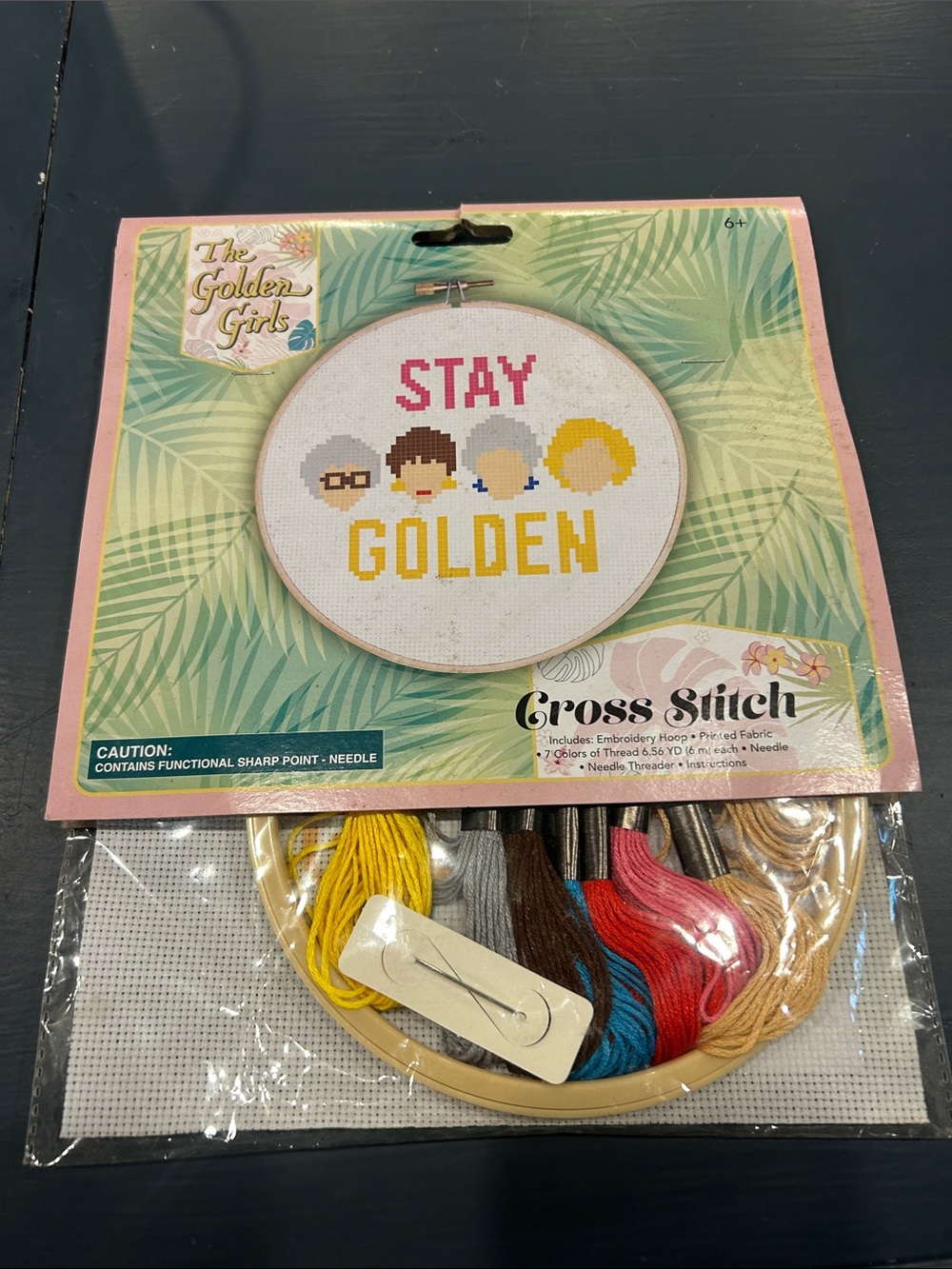 "Stay Golden" Cross Stitch Kit — Yellow Accent